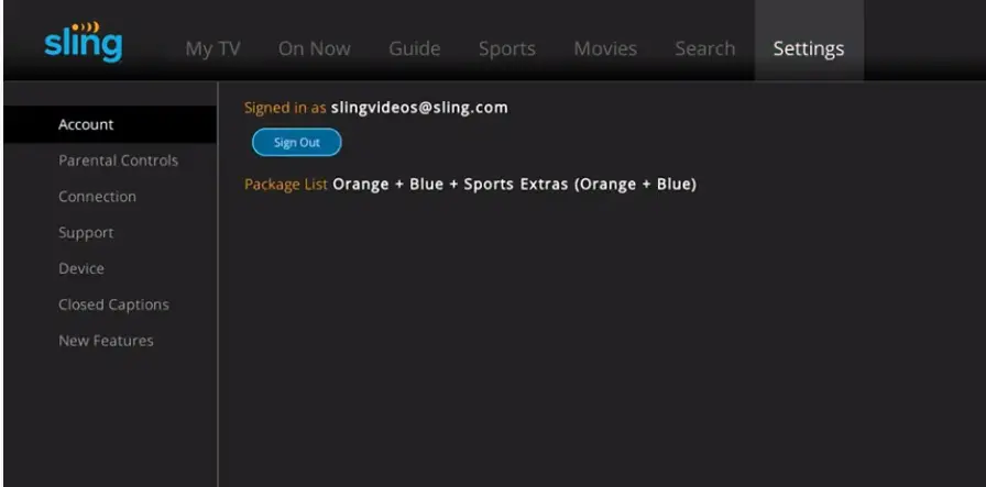 Sign Out of Sling TV