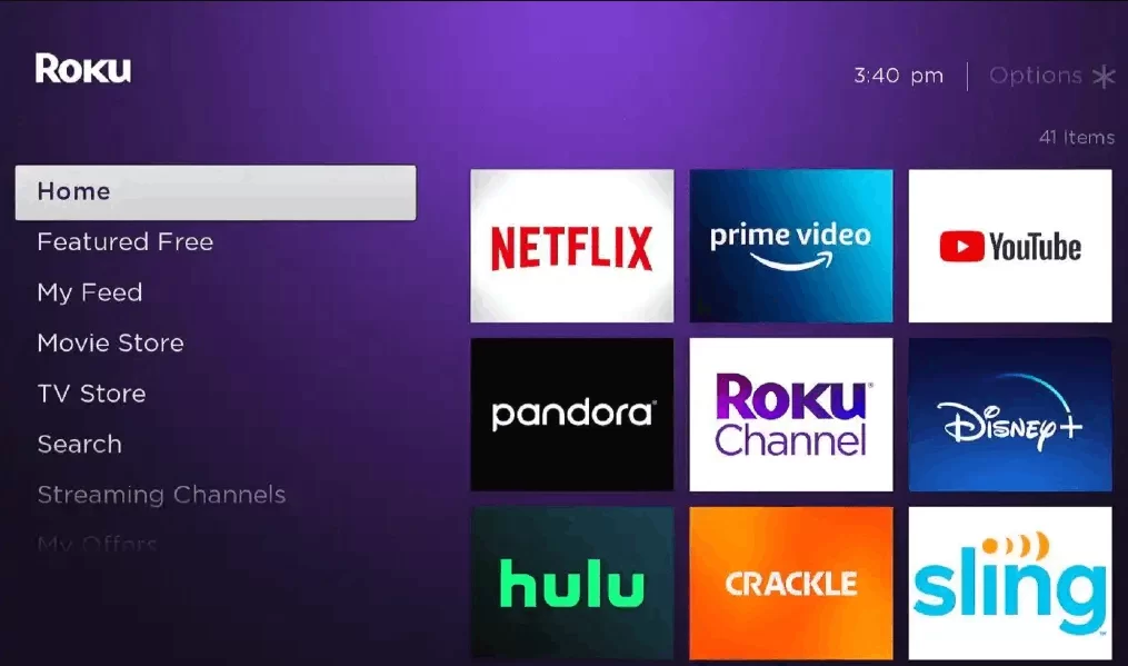 select the streaming channels option