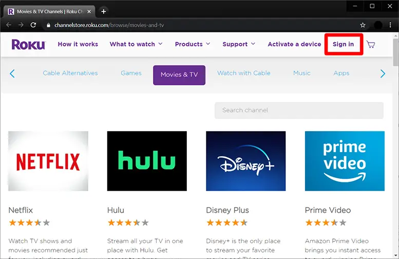 Sign in with your Roku account.