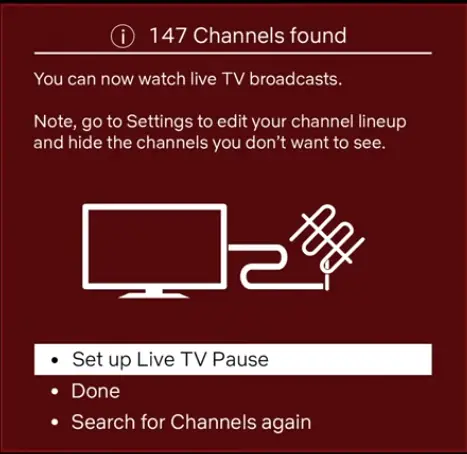 Select Set up Live TV Pause - Antenna on Roku TV
