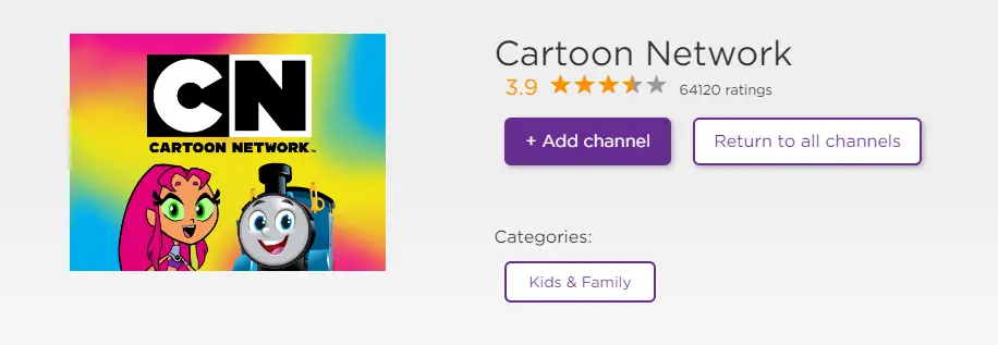 Add Cartoon Network on Roku