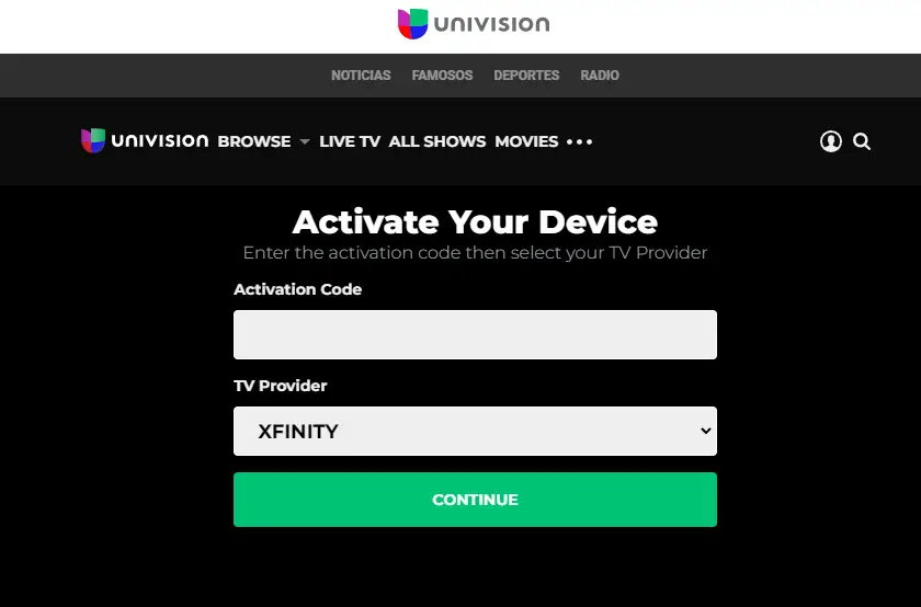 Activate Univision on Roku