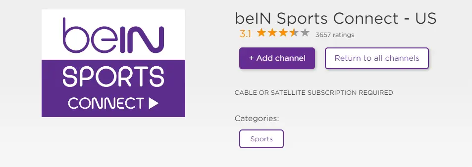 Add beIN SPORTS CONNECT on Roku