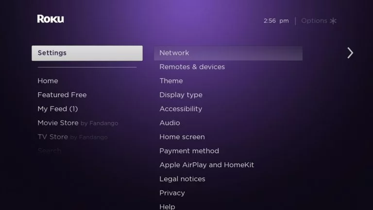 move to settings to fix peacock not working on Roku.