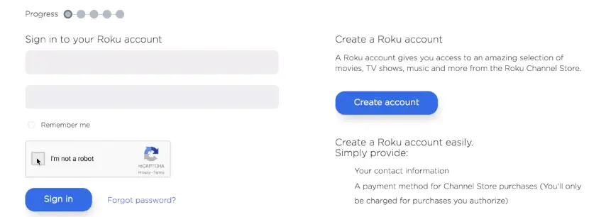 Sign In - Create Roku account without Credit Card