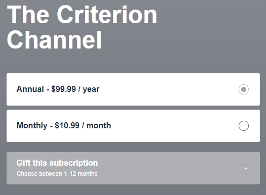 Choose the plan to stream Criterion on Roku