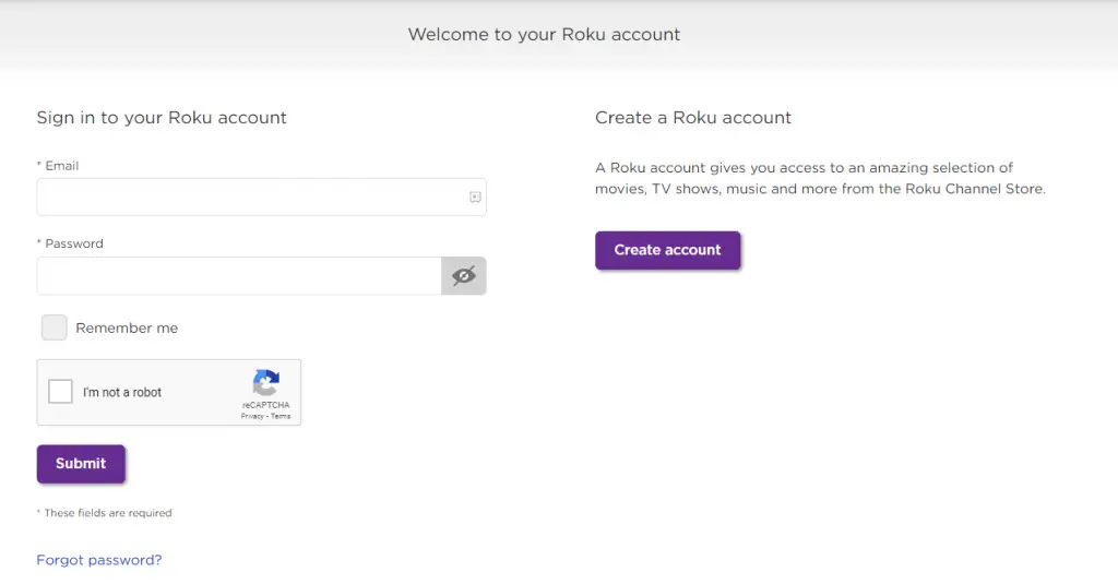 Sign in Roku account