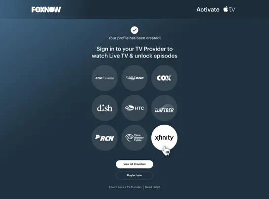 Sign In with Cable TV provider