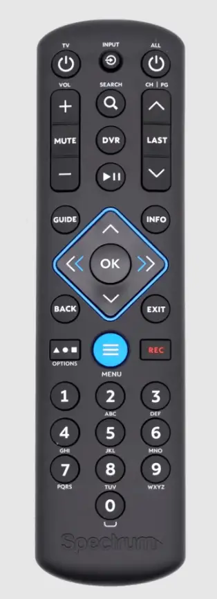 Press the Menu and OK button to program your Spectrum remote to control Roku TV