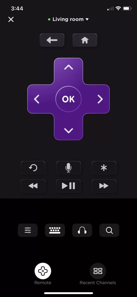 Remote interface in Roku app to disconnect WiFi