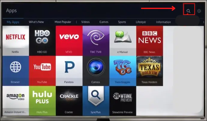 Move to the search bar to get Roku on Samsung smart TV