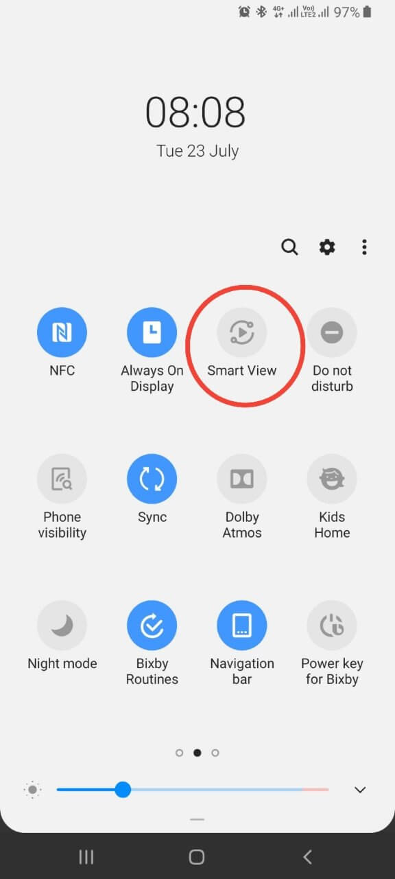 Select Smart View to stream Screen mirroring