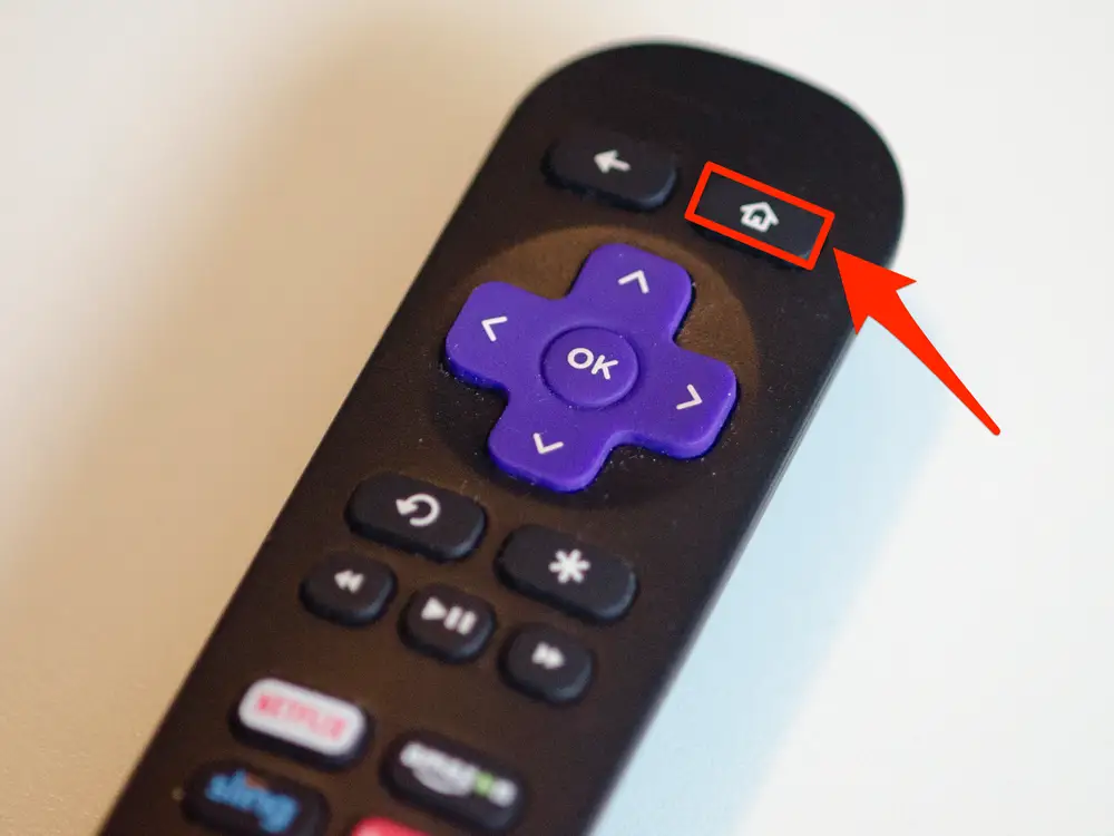 Home button on Roku Remote