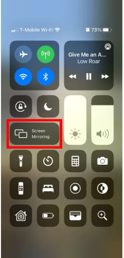 Click screen mirroring on iPhone's Control Center