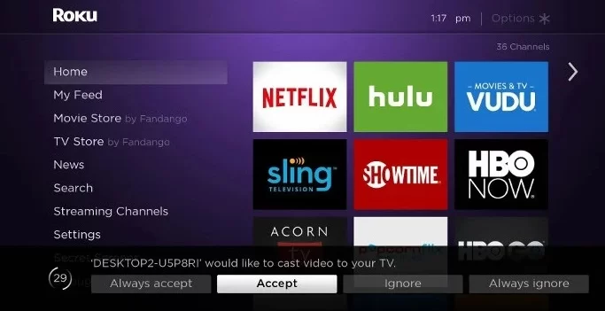 accept option for just dance now roku