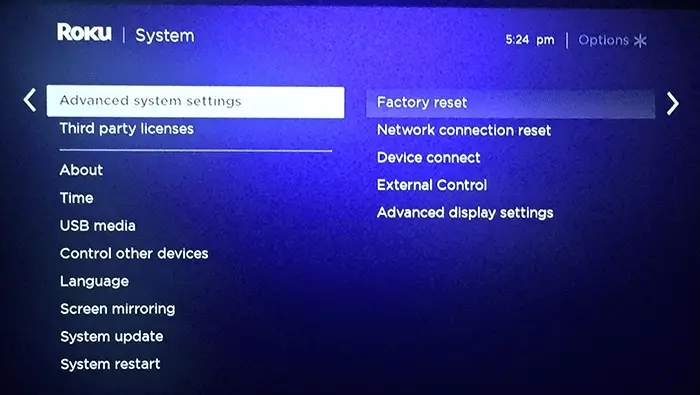 Advanced system settings option