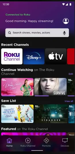  Click the Roku Channel tab