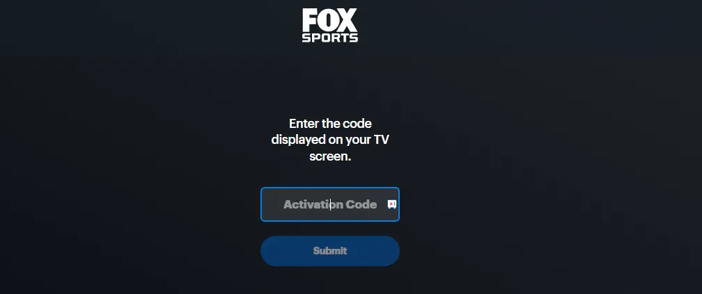 Enter the activation code to activate Fox Sports on Roku