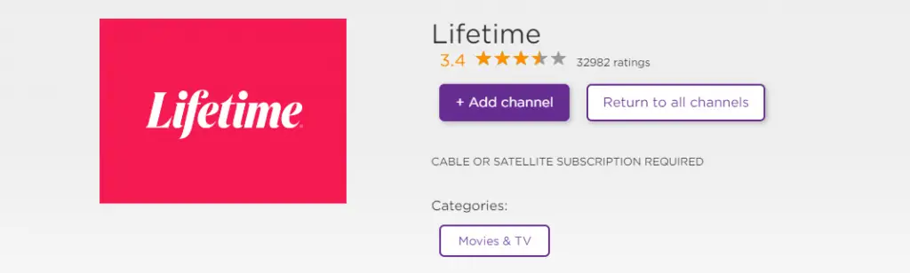 install Lifetime app on Roku