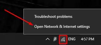 open network & internet settings