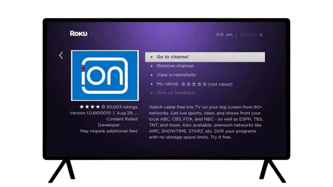 Launch iON TV on Roku
