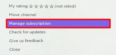 Click on Manage Subscription option