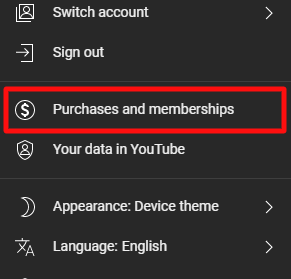 Click on Purchases and Memberships