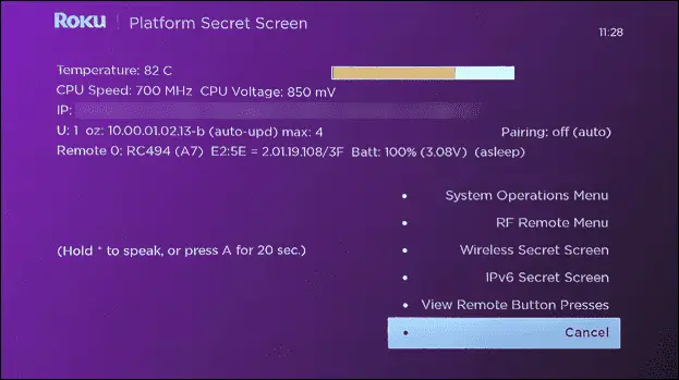 Platform Roku Secret Screen