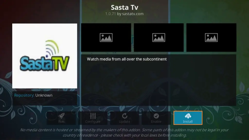  Hit the Install button to get Sasta TV