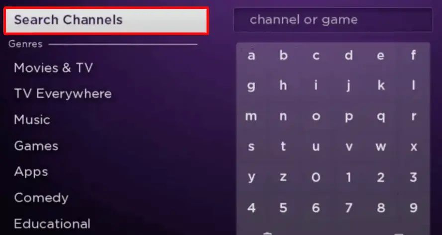 Type Audacy on the search field of Roku channel store
