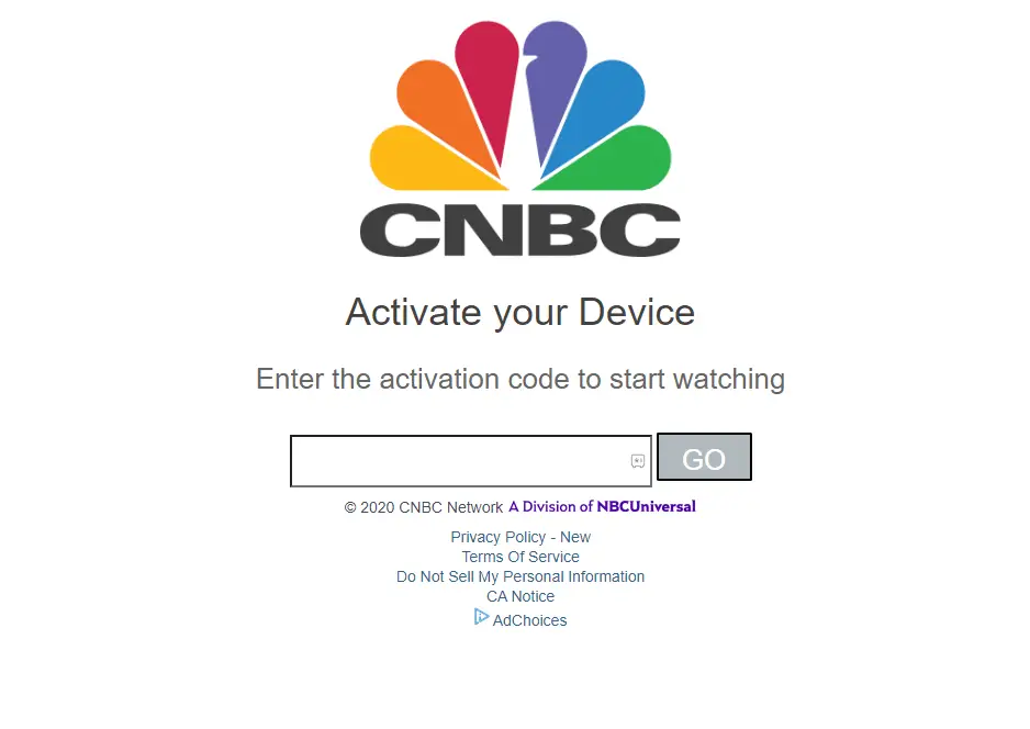 Enter Activation Code to stream CNBC on Roku