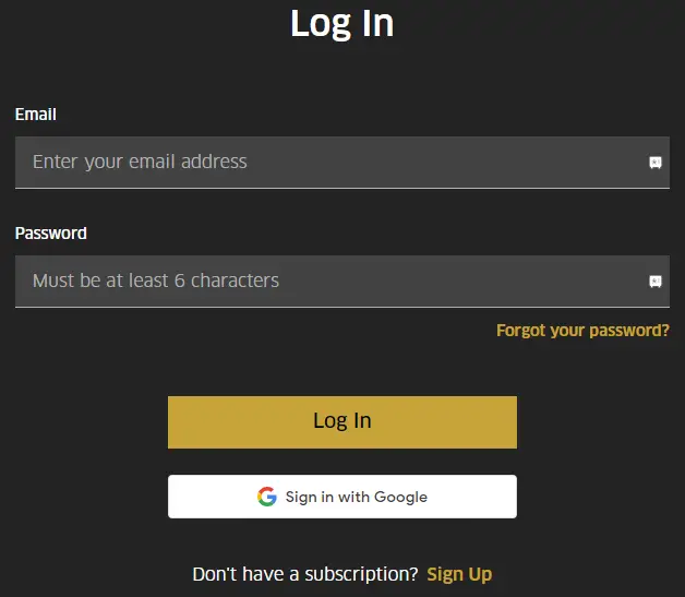 Enter your login credentials on Epix website