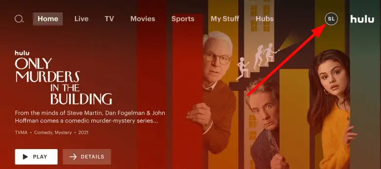 Click on the Profile icon on Hulu homepage