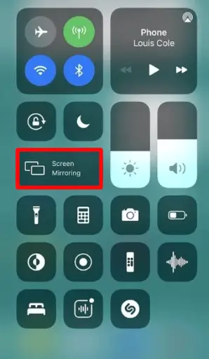 Tap on the Screen mirroring option on iOS