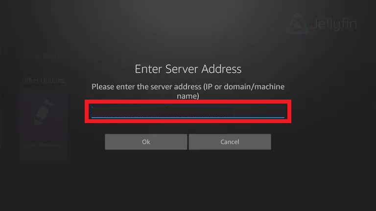  Enter Server Address and tap the Ok button