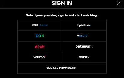 Sign in to TV provider account