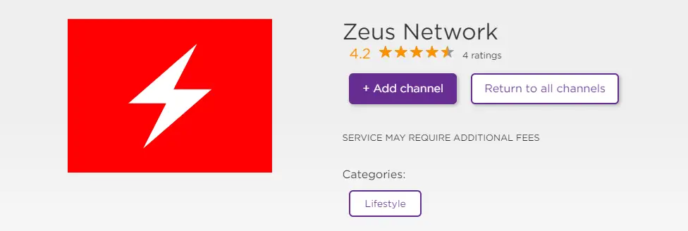 Hit the Add Channel button to get Zeus Network on Roku