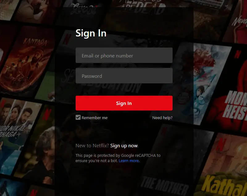 Sign in to your Netflix account on its website