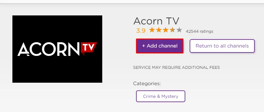 Add Acorn TV channel on Roku