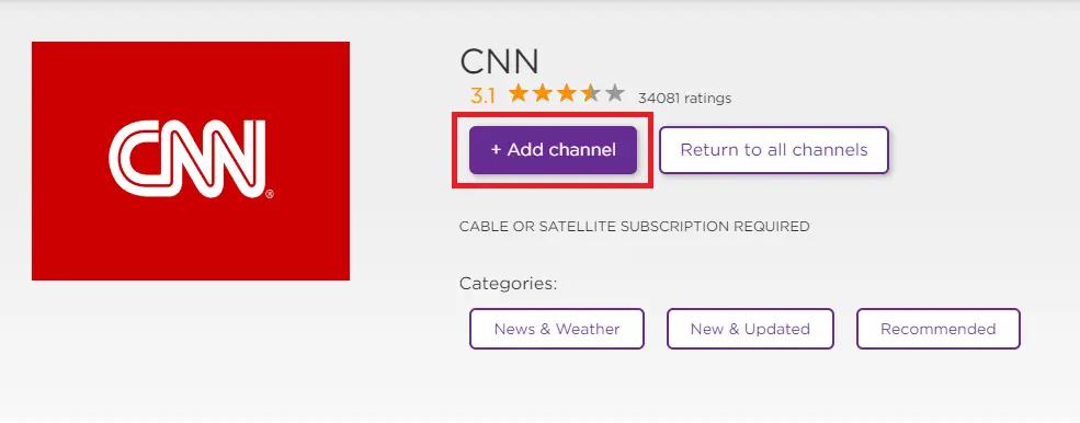 CNN on Roku Channel Store