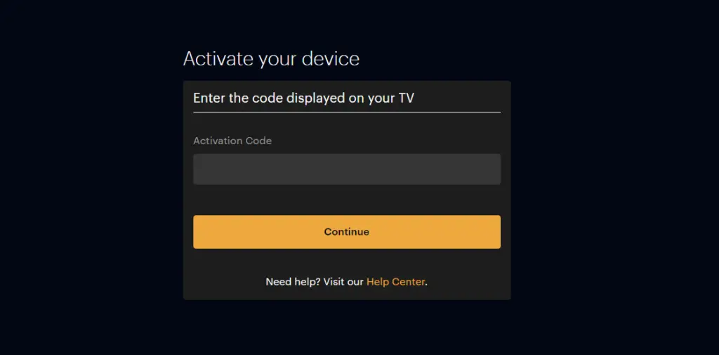 Enter the activation code and watch Curiosity stream on Roku