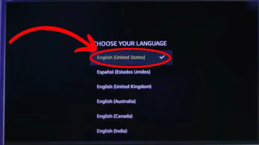 Choose your language after connecting Firestick to Roku