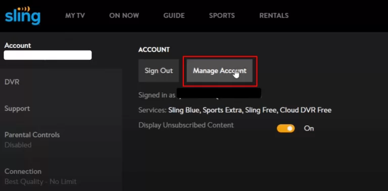 Click Manage Account