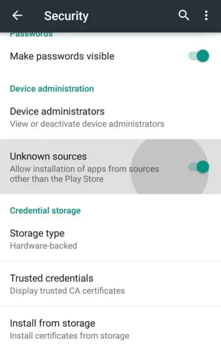 Enable Unknown sources to install Apollo Group TV app