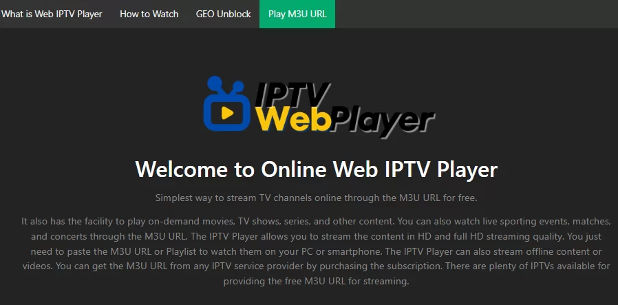 Open IPTV Web Player