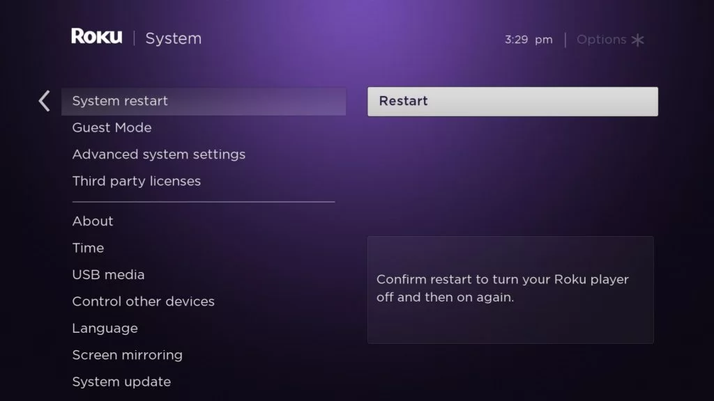 Do a system Restart and fix BritBox Not Working on Roku issue