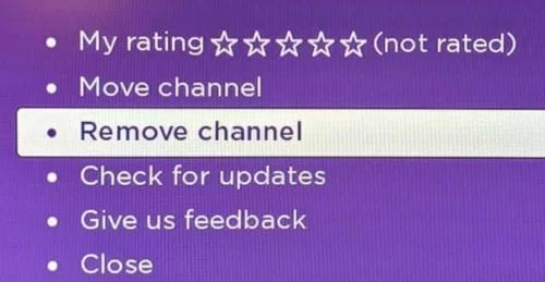Click Remove channel and reinstall BritBox on Roku to fix the not working issue