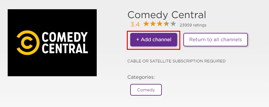 Comedy Central channel on Roku