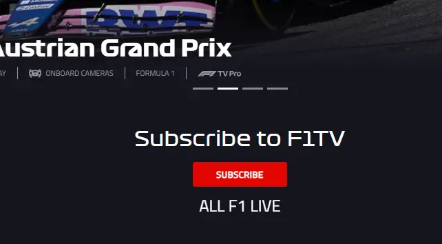 Click Subscribe to watch F1TV on Roku