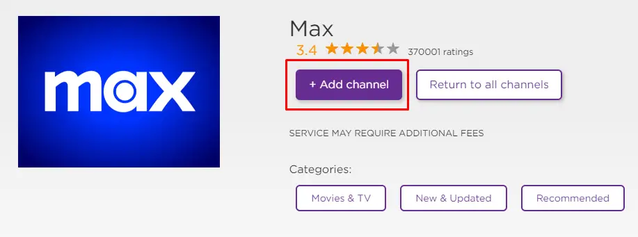 Click on + Add channel to add it on your Roku